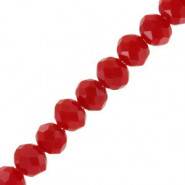 Abalorios de vidrio rondelle Facetados 4x3mm - Crimson red pearl shine coating